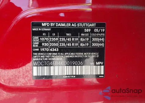 2019 Mercedes-Benz Gla 250 from USA, damaged, VIN WDCTG4EB4KU019036